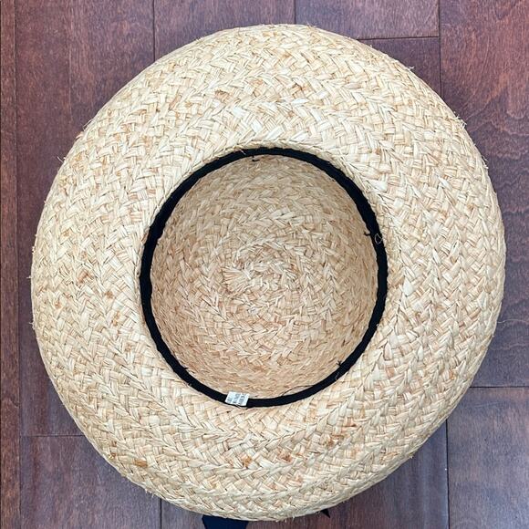 American Hat Company 100% Natural Straw Hat with Navy Ribbon Bow main image 9